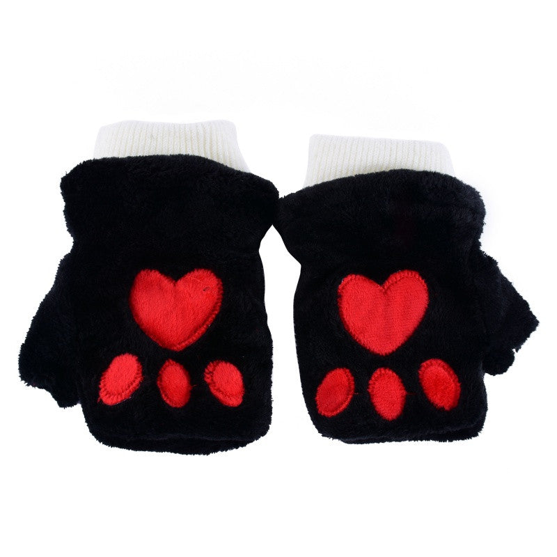 Women Girls Fingerless Warm Fur Fleece Gloves Cute Mittens Wrist Glove 6 Colors