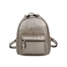 Women Girls PU Leather Backpack Rivet Woven Small Bag Zipper Multi Pockets Travel Bag Gray/Gold/Black Mochila New Fashion