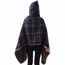 Women Hooded Ponchos Capes Long Shawl Plaid Print Button Elegant Oversize Loose Pashmina Aztec Outwear Casacos Femininos Tippet