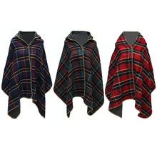 Women Hooded Ponchos Capes Long Shawl Plaid Print Button Elegant Oversize Loose Pashmina Aztec Outwear Casacos Femininos Tippet
