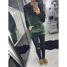 Women Hoodies Sweatshirts Velvet Front Pocket Long Hoodies Pullover Plus Size Hooded Loose Velour Tops GV492