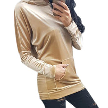 Women Hoodies Sweatshirts Velvet Front Pocket Long Hoodies Pullover Plus Size Hooded Loose Velour Tops GV492