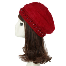 Women Knitting Hat Hat for Women Genuine Hat Handmade Beads Knitted Hem Warm Hat Cap Beanies Headgear Beret