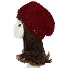 Women Knitting Hat Hat for Women Genuine Hat Handmade Beads Knitted Hem Warm Hat Cap Beanies Headgear Beret
