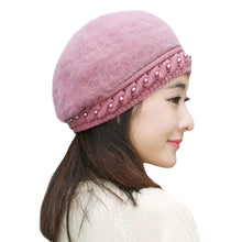 Women Knitting Hat Hat for Women Genuine Hat Handmade Beads Knitted Hem Warm Hat Cap Beanies Headgear Beret