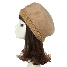 Women Knitting Hat Hat for Women Genuine Hat Handmade Beads Knitted Hem Warm Hat Cap Beanies Headgear Beret