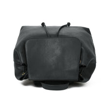 Women Korean Black Backpack Faux Nubuck Leather Escolar School Bag For Teenagers Girls Drawstring Vintage Style Mochila Feminina