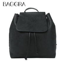 Women Korean Black Backpack Faux Nubuck Leather Escolar School Bag For Teenagers Girls Drawstring Vintage Style Mochila Feminina