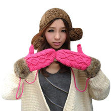 Women Ragwool Rag Wool Gloves Hang Neck Mittens Knitted Warm Fur Glove 11 Colors P6Y