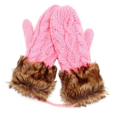 Women Ragwool Rag Wool Gloves Hang Neck Mittens Knitted Warm Fur Glove 11 Colors P6Y
