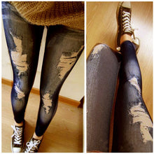 Women Stretchy Skinny Jeggings Vintage Distressed Tights Denim Jeans Slim Pants