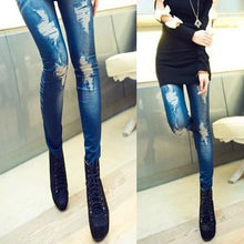 Women Stretchy Skinny Jeggings Vintage Distressed Tights Denim Jeans Slim Pants