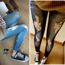 Women Stretchy Skinny Jeggings Vintage Distressed Tights Denim Jeans Slim Pants