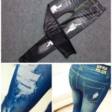 Women Stretchy Skinny Jeggings Vintage Distressed Tights Denim Jeans Slim Pants