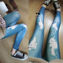 Women Stretchy Skinny Jeggings Vintage Distressed Tights Denim Jeans Slim Pants