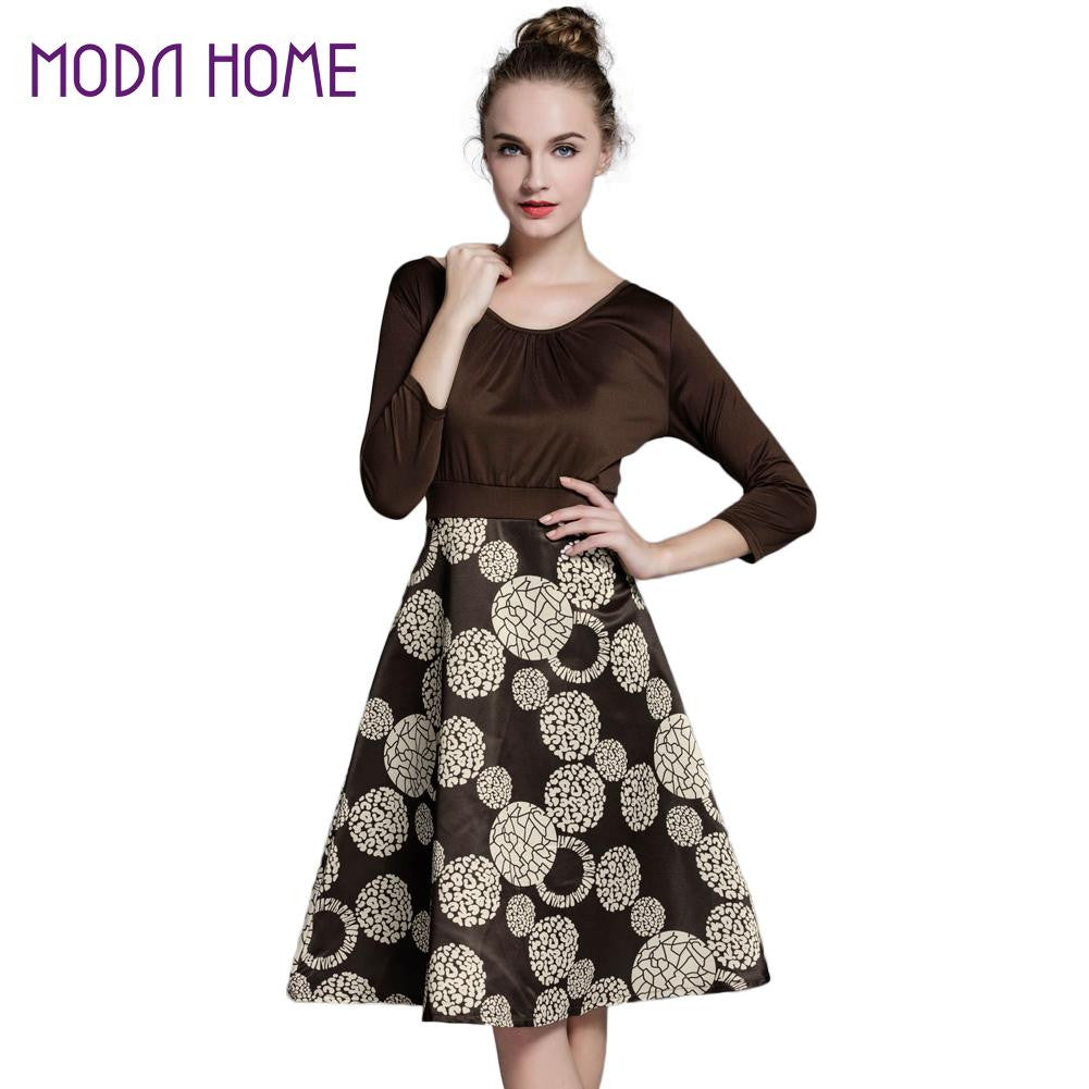 Women Dress Plus Size Clothing Geometric Print Robe Retro Swing Casual Vintage Rockabilly Dresses Vestidos M-XXXL