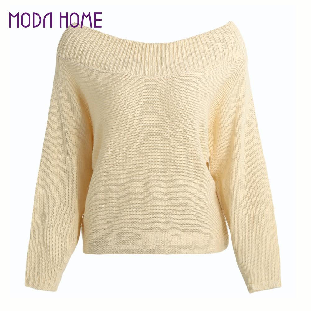 Women Sweaters And Pullovers Knitted Solid Long Batwing Sleeve Loose Warm Pullover Tops Knitwear Beige Pull Femme