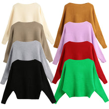 Women Sweaters And Pullovers Long Sleeve Solidcolor Sweater Ladies Knitted Pullover Batwing Sleeve Casual Slash Neck Knitwear
