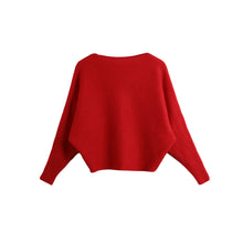 Women Sweaters And Pullovers Long Sleeve Solidcolor Sweater Ladies Knitted Pullover Batwing Sleeve Casual Slash Neck Knitwear