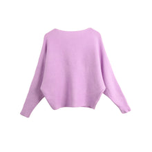 Women Sweaters And Pullovers Long Sleeve Solidcolor Sweater Ladies Knitted Pullover Batwing Sleeve Casual Slash Neck Knitwear