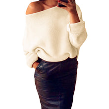 Women Sweaters And Pullovers Long Sleeve Solidcolor Sweater Ladies Knitted Pullover Batwing Sleeve Casual Slash Neck Knitwear