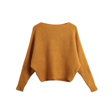 Women Sweaters And Pullovers Long Sleeve Solidcolor Sweater Ladies Knitted Pullover Batwing Sleeve Casual Slash Neck Knitwear