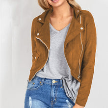 Women's Motorcycle Jacket Women Leather Zipper Coat Outwear Loose Blouse Outwear New