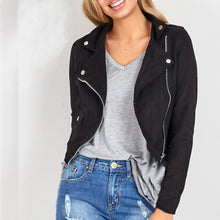 Women's Motorcycle Jacket Women Leather Zipper Coat Outwear Loose Blouse Outwear New