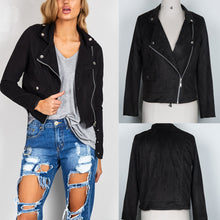 Women's Motorcycle Jacket Women Leather Zipper Coat Outwear Loose Blouse Outwear New