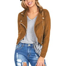 Women's Motorcycle Jacket Women Leather Zipper Coat Outwear Loose Blouse Outwear New