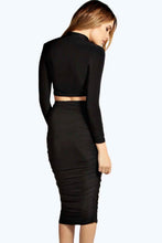 Womens Elegant Skinny Skirts High Waist Solid Work Pleated Casual Club Party Pencil Skirt Sheath Midi Mid-calf Skirt M0487