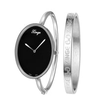 Sliver Bracelet Bangle Rhinestone Crystal Wrist Watches Ladies Watch Original Oval Quartz Bangle Watch & Bracelet Set