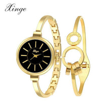 Women Ladies Bracelet Watch Dress Watches Gold Rhinestone Bangle Watch & Bracelet Set 609GB montre femme relogio feminino